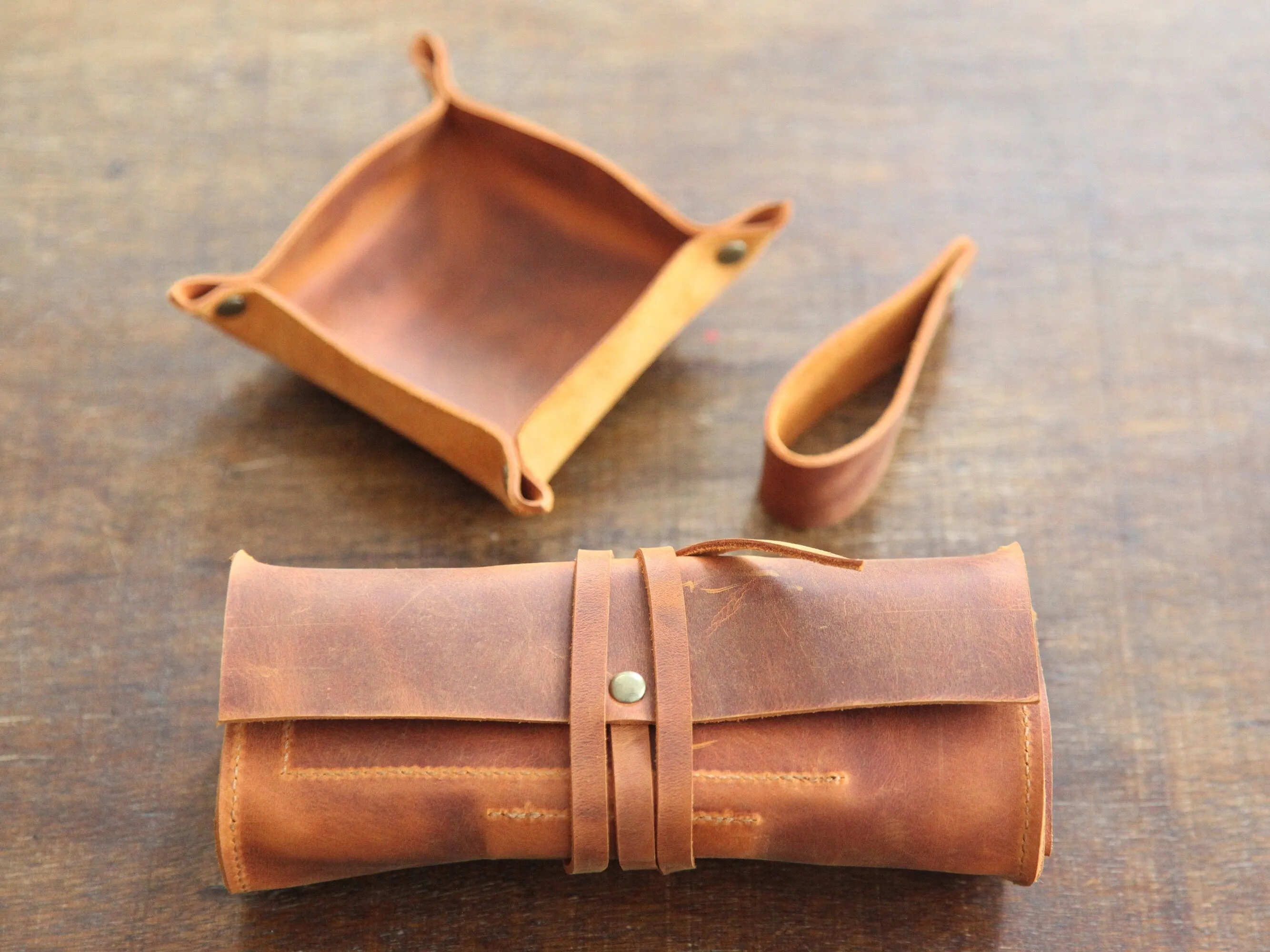 Leather Pipe Pouch for 1-Pipe, Handmade 1-Pipe Rollup Bag, Single-Pipe Rollup Pouch, Camel