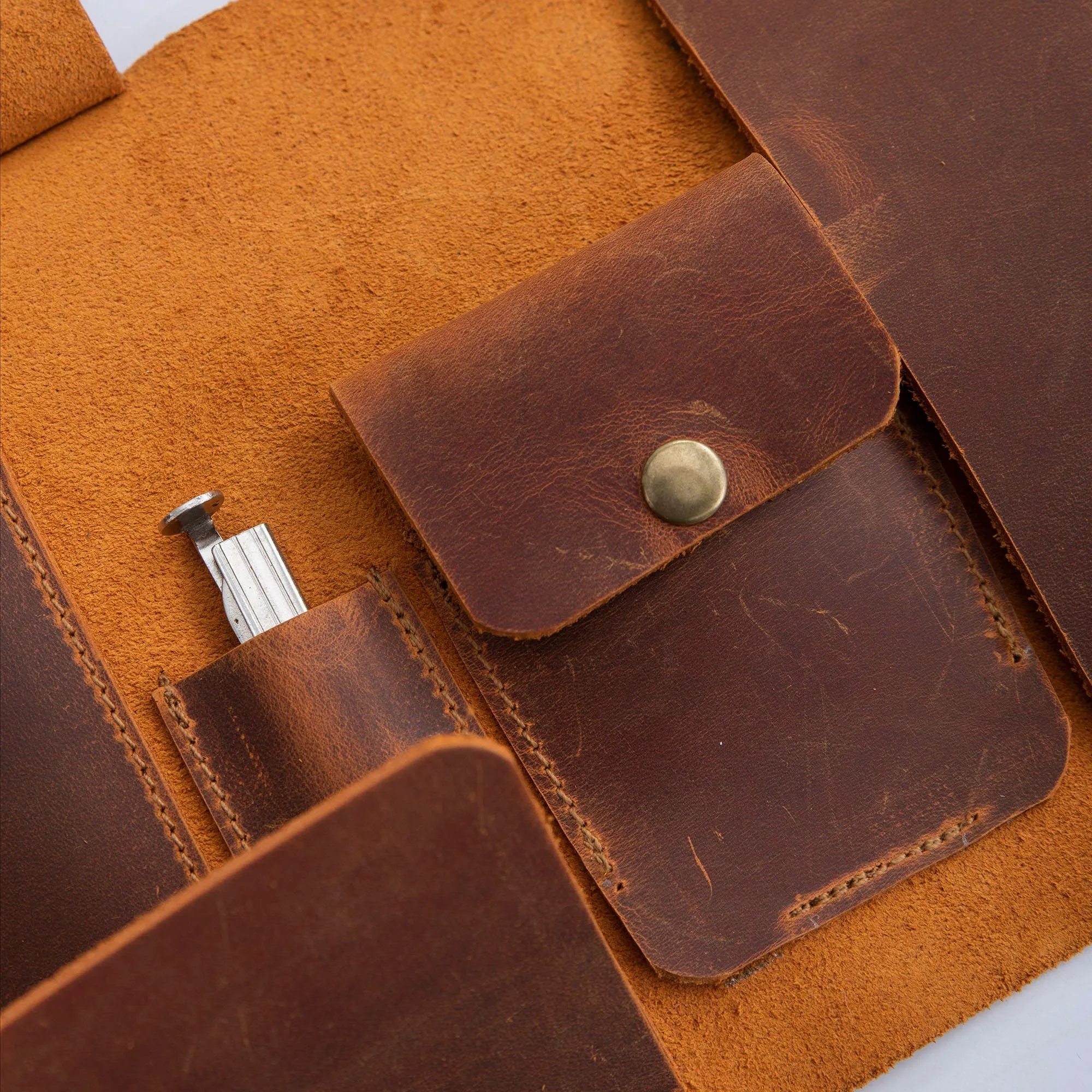 Leather Pipe Pouch for 1-Pipe, Handmade 1-Pipe Rollup Bag, Single-Pipe Rollup Pouch, Camel