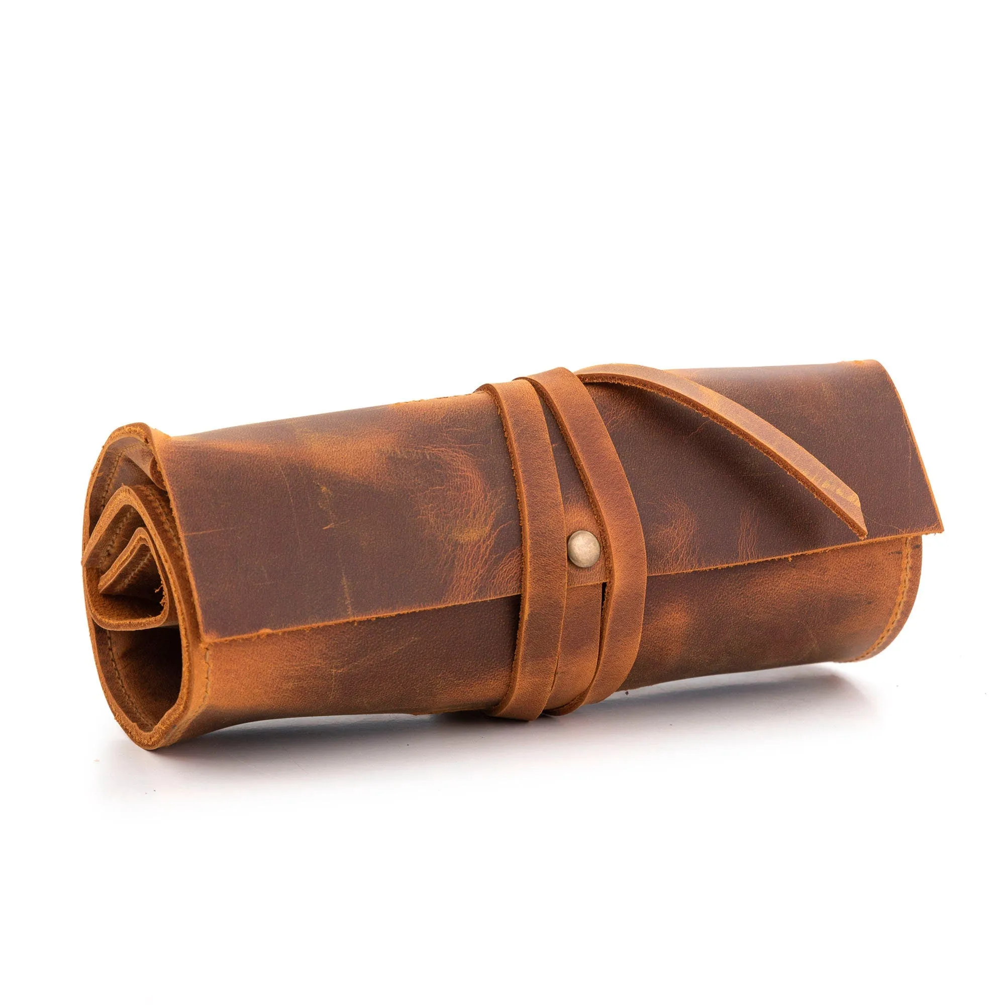 Leather Pipe Pouch for 1-Pipe, Handmade 1-Pipe Rollup Bag, Single-Pipe Rollup Pouch, Camel