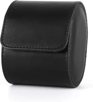 Leather Single Watch Box, Vintage Watch Roll Travel Case for Men and Women, Black