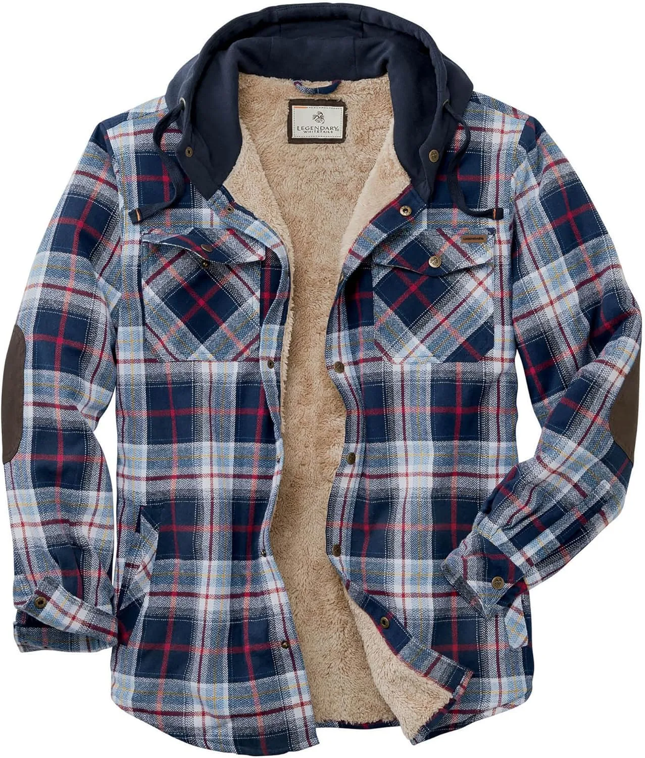 Legendary Whitetails Men's Camp Night Berber Lined Hooded Flannel Shirt Jacket