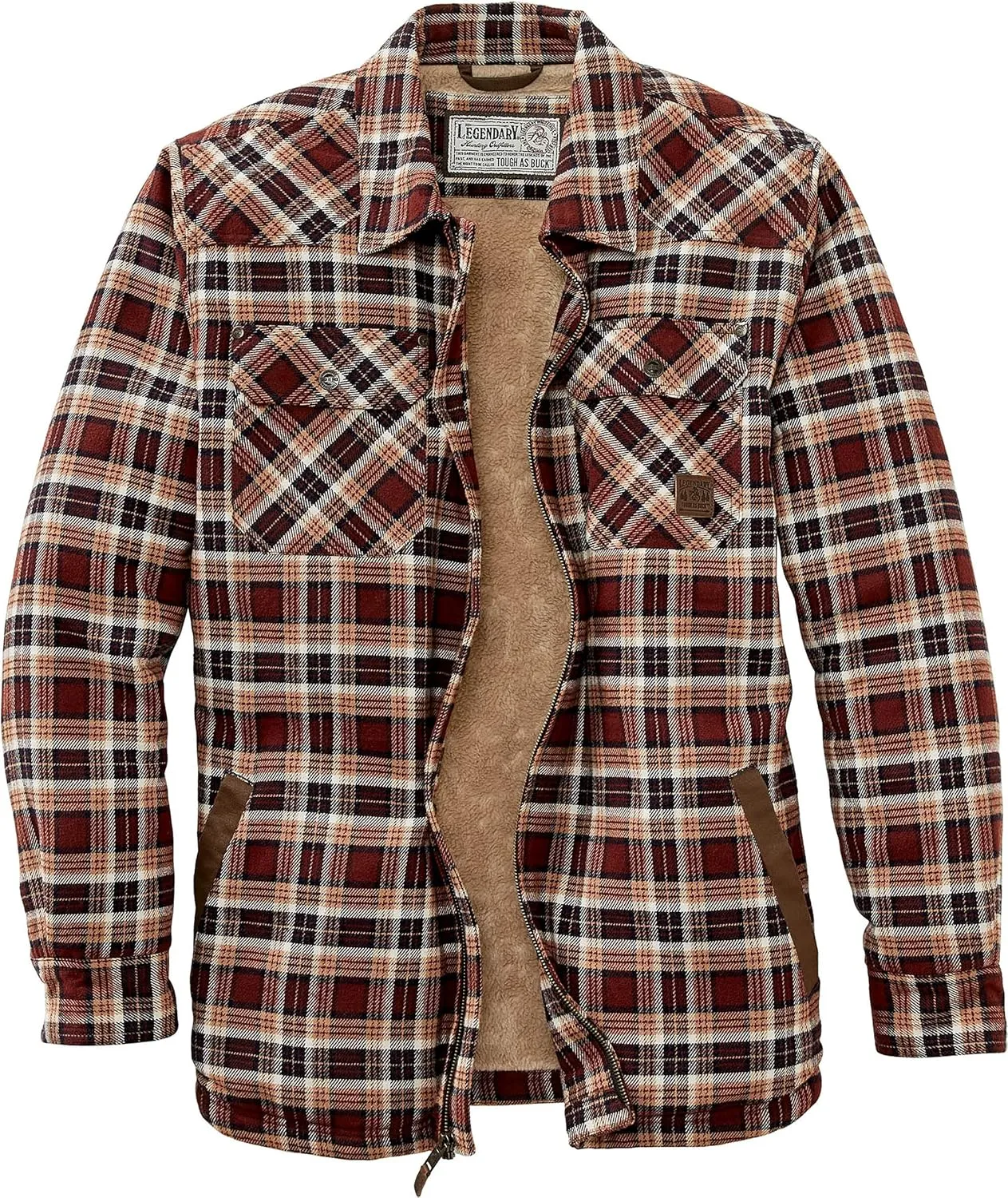 Legendary Whitetails Men's Tough as Buck Sherpa Lined Flannel Shirt Jacket