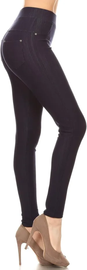 Leggings Depot Women's Cotton Blend Stretch Pull-on Jeggings Casual Pants with Pockets (Available in Plus Size)