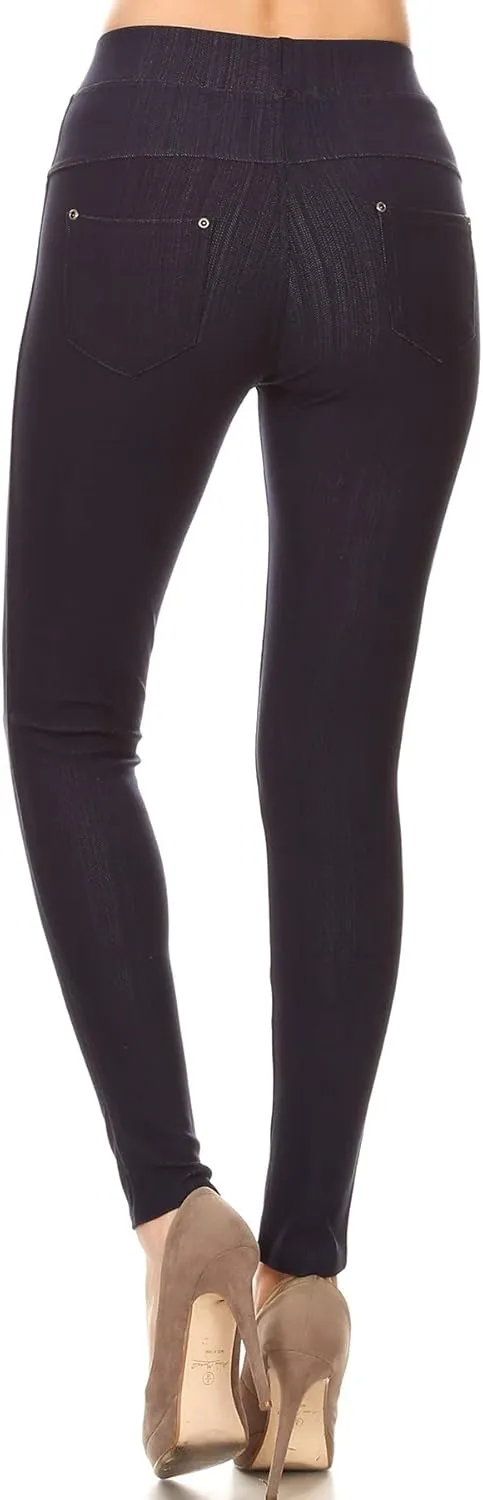 Leggings Depot Women's Cotton Blend Stretch Pull-on Jeggings Casual Pants with Pockets (Available in Plus Size)