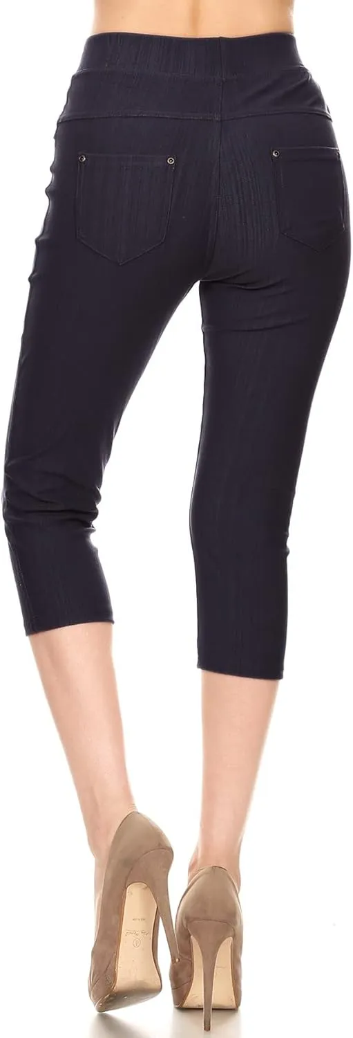 Leggings Depot Women's Cotton Blend Stretch Pull-on Jeggings Casual Pants with Pockets (Available in Plus Size)