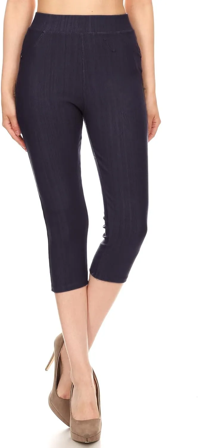 Leggings Depot Women's Cotton Blend Stretch Pull-on Jeggings Casual Pants with Pockets (Available in Plus Size)