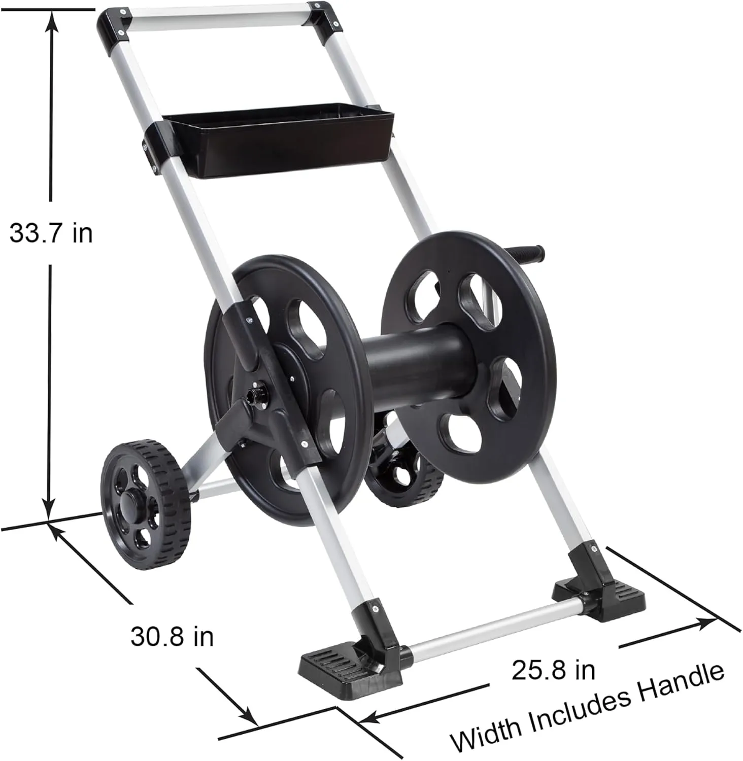 Liberty Garden 304 Explorer Two Wheel Hose Reel Cart, Aluminum, Holds 250-feet of 5/8" Hose