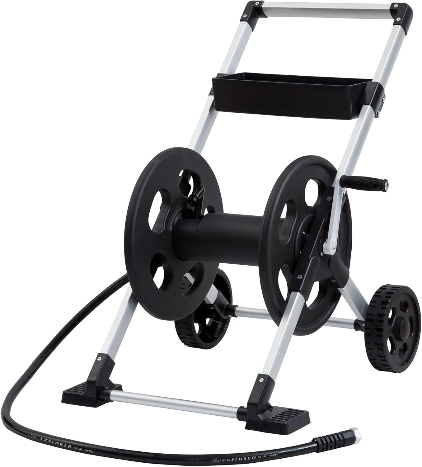 Liberty Garden 304 Explorer Two Wheel Hose Reel Cart, Aluminum, Holds 250-feet of 5/8" Hose