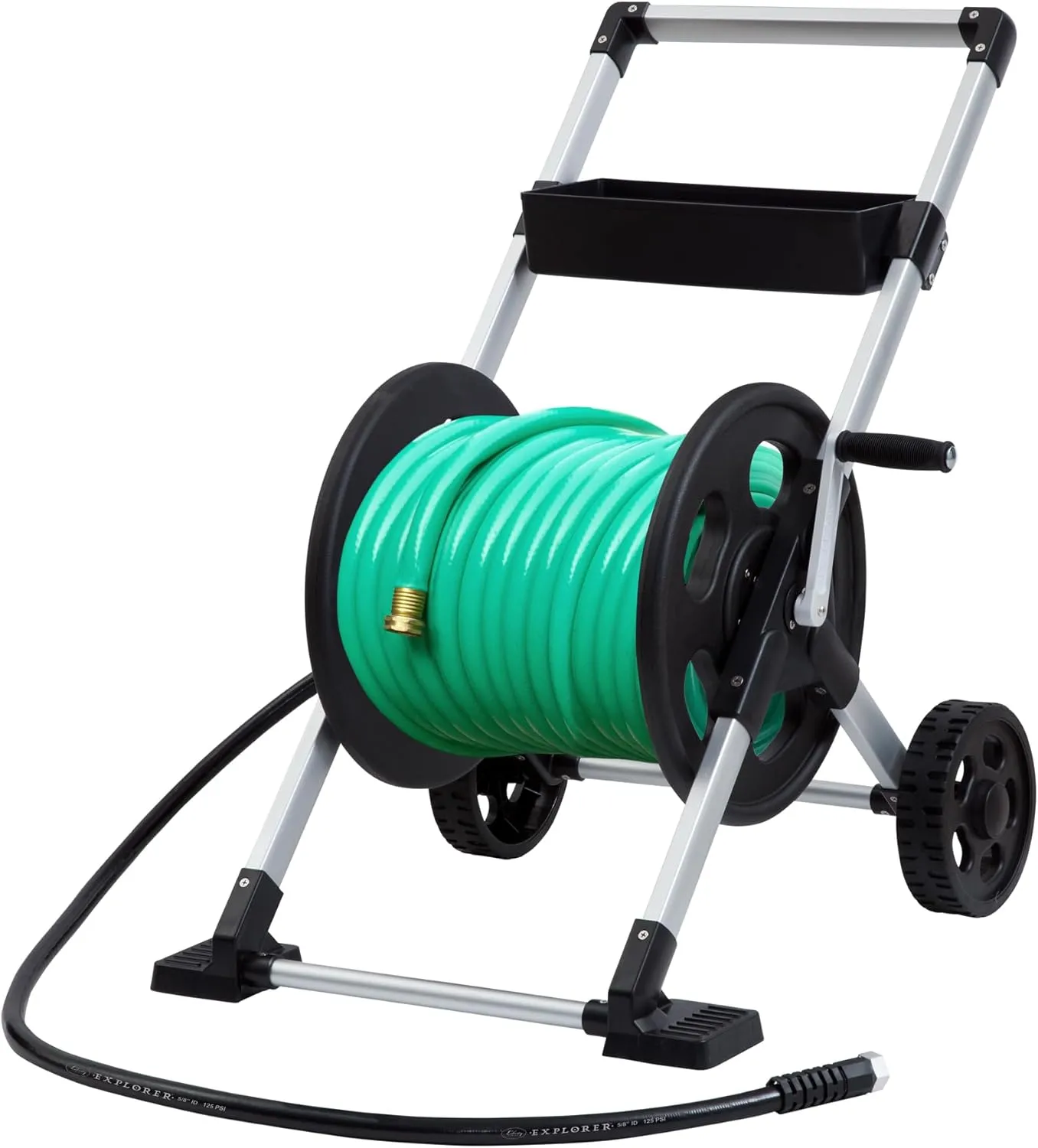 Liberty Garden 304 Explorer Two Wheel Hose Reel Cart, Aluminum, Holds 250-feet of 5/8" Hose