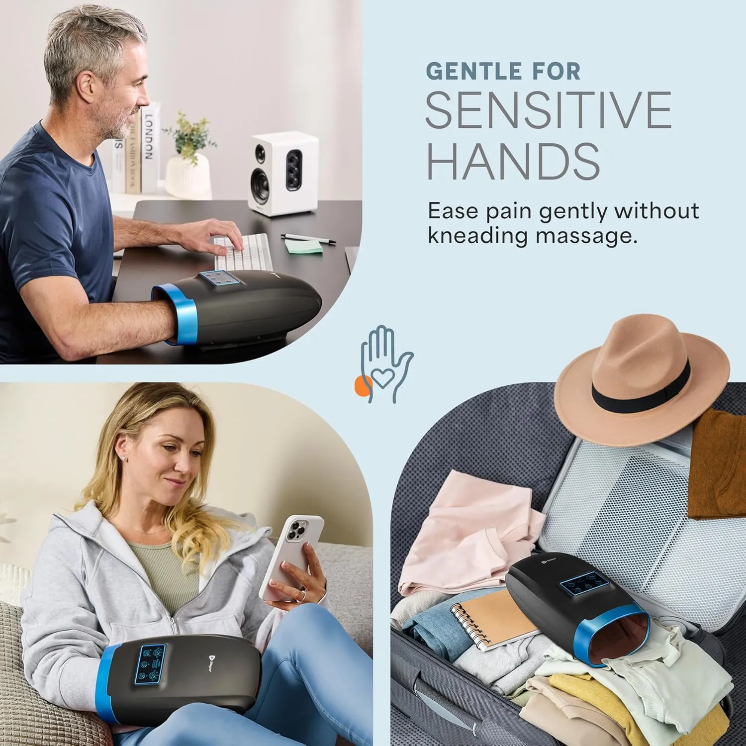 LifePro Legra Hand Massager with Heat and Compression - Finger, Wrist, and Palm Massager with 5 Modes - Pressure Point Therapy for Sensitive Hands, Relaxation, and Comfort