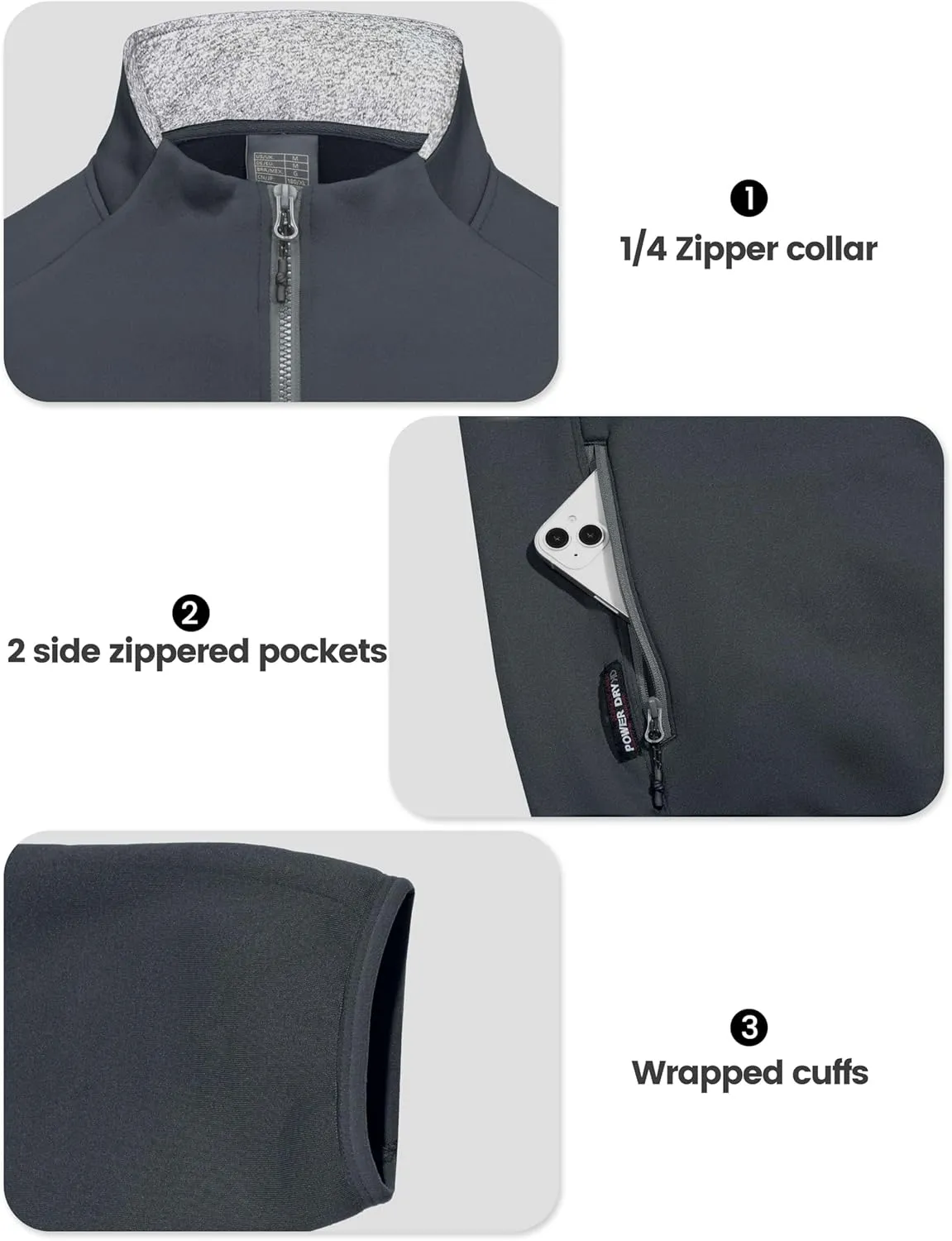 Little Donkey Andy Men's Lightweight Running Warm Jacket Full Zip Fleece Lined Windproof Jacket for Outdoor Casual