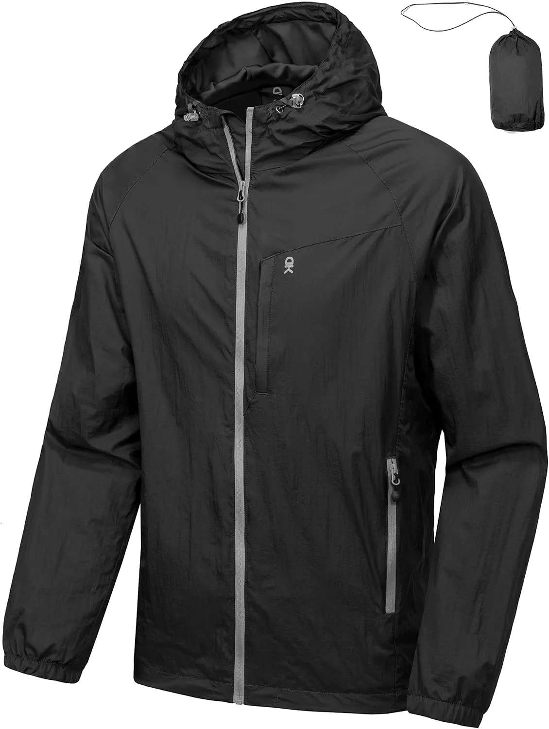 Little Donkey Andy Men's Packable Lightweight Hooded Jacket Windproof Windbreaker with Recycled Insulation