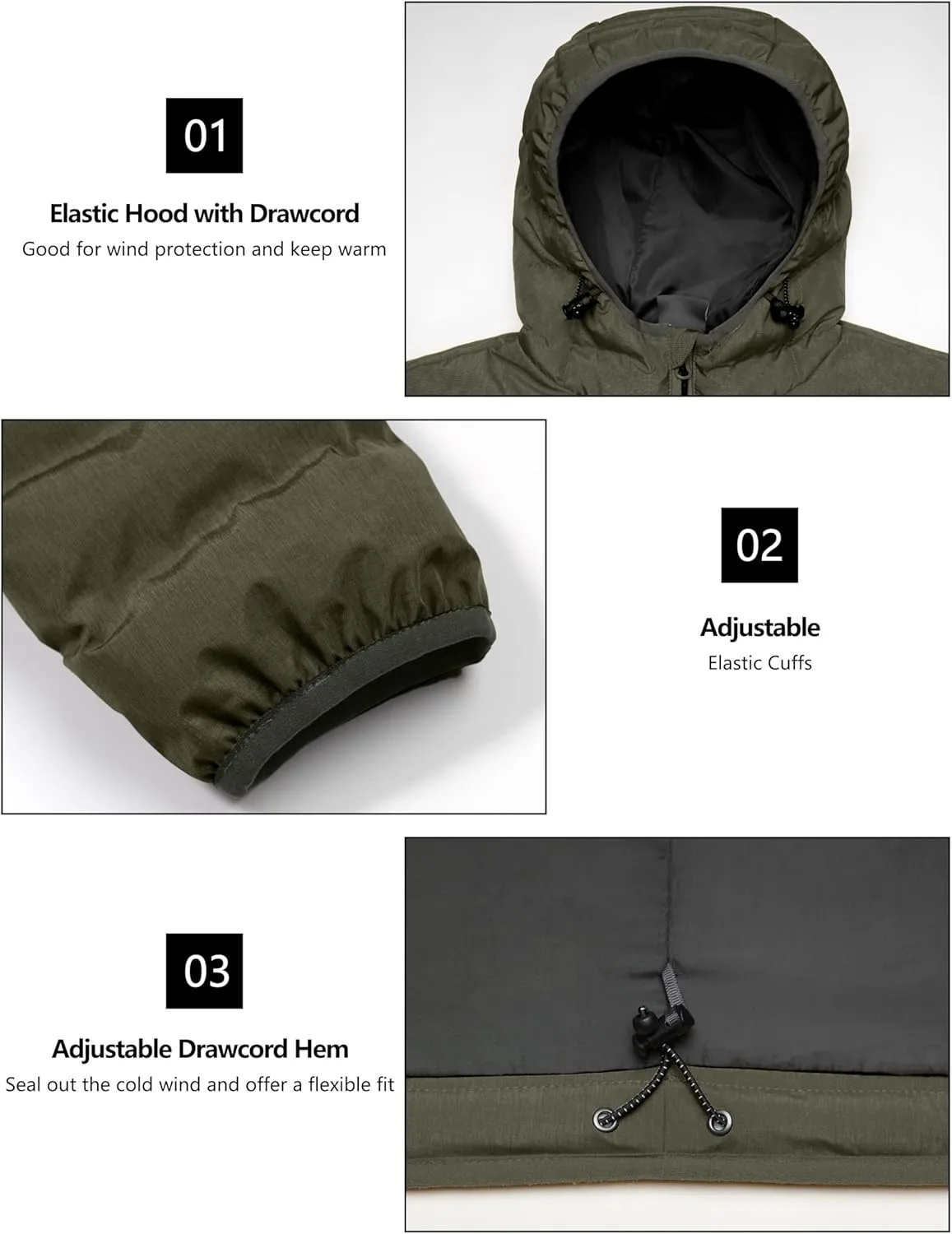 Little Donkey Andy Men's Warm Waterproof Puffer Jacket Hooded Windproof Winter Coat with Recycled Insulation