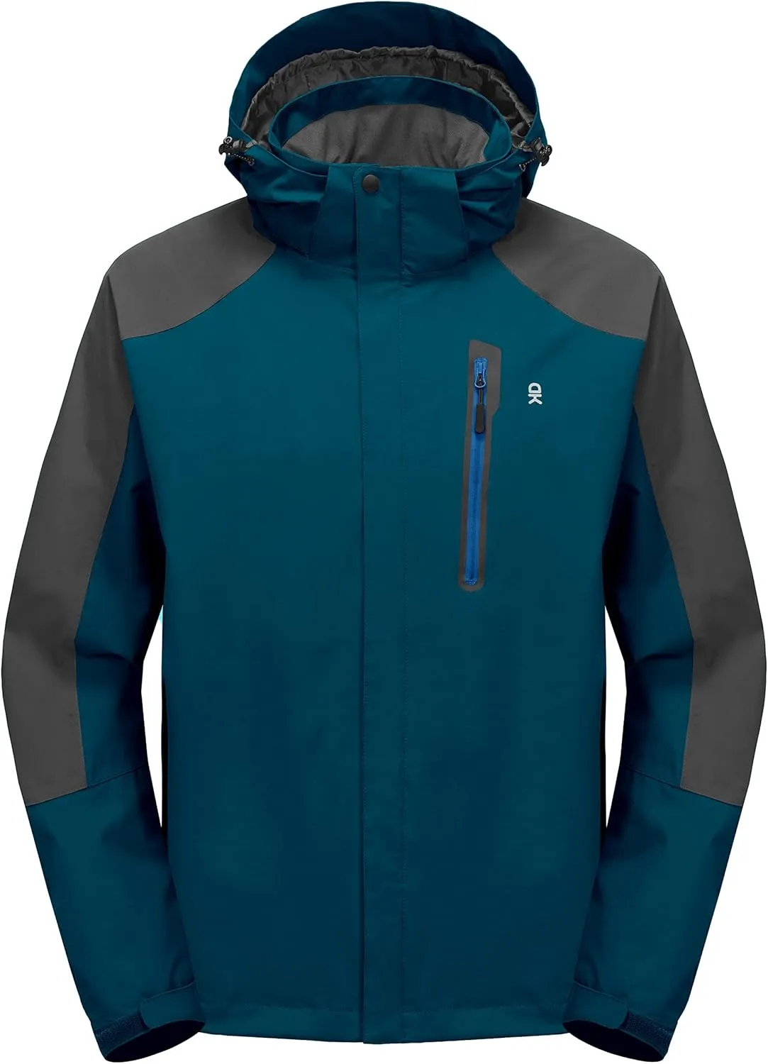 Little Donkey Andy Men's Waterproof Rain Jacket with Detachable Hood Outdoor Raincoat for Hiking Travel Cycling