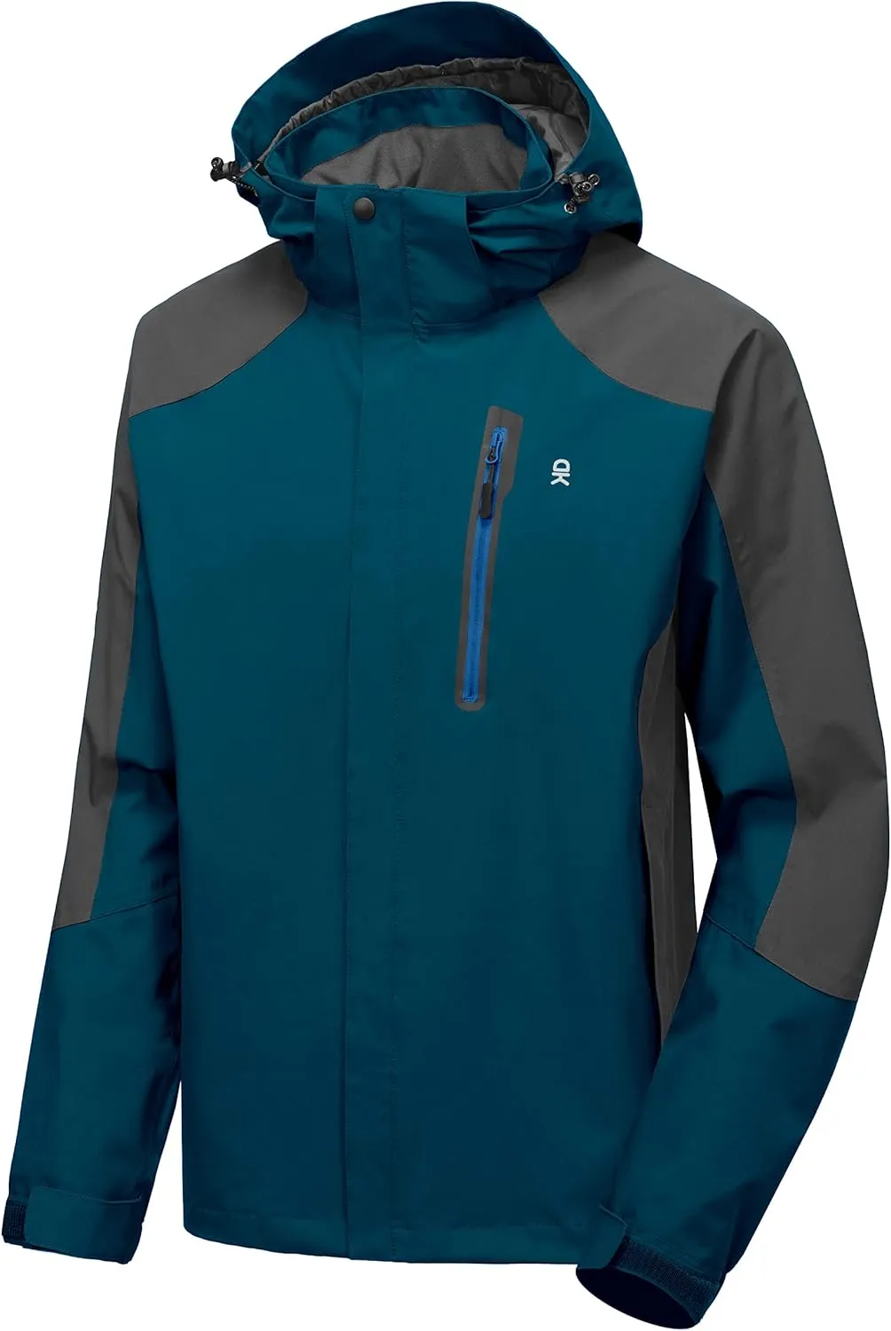 Little Donkey Andy Men's Waterproof Rain Jacket with Detachable Hood Outdoor Raincoat for Hiking Travel Cycling