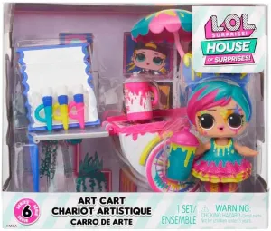 L.O.L. Surprise! OMG House of Surprises Art Cart Playset with Splatters Collectible Doll and 8 Surprises, Dollhouse Accessories, Holiday Toy, Great Gift for Kids Ages 4 5 6  Years Old & Collectors