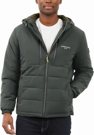 LONDON FOG Men's Stretch Hooded Puffer