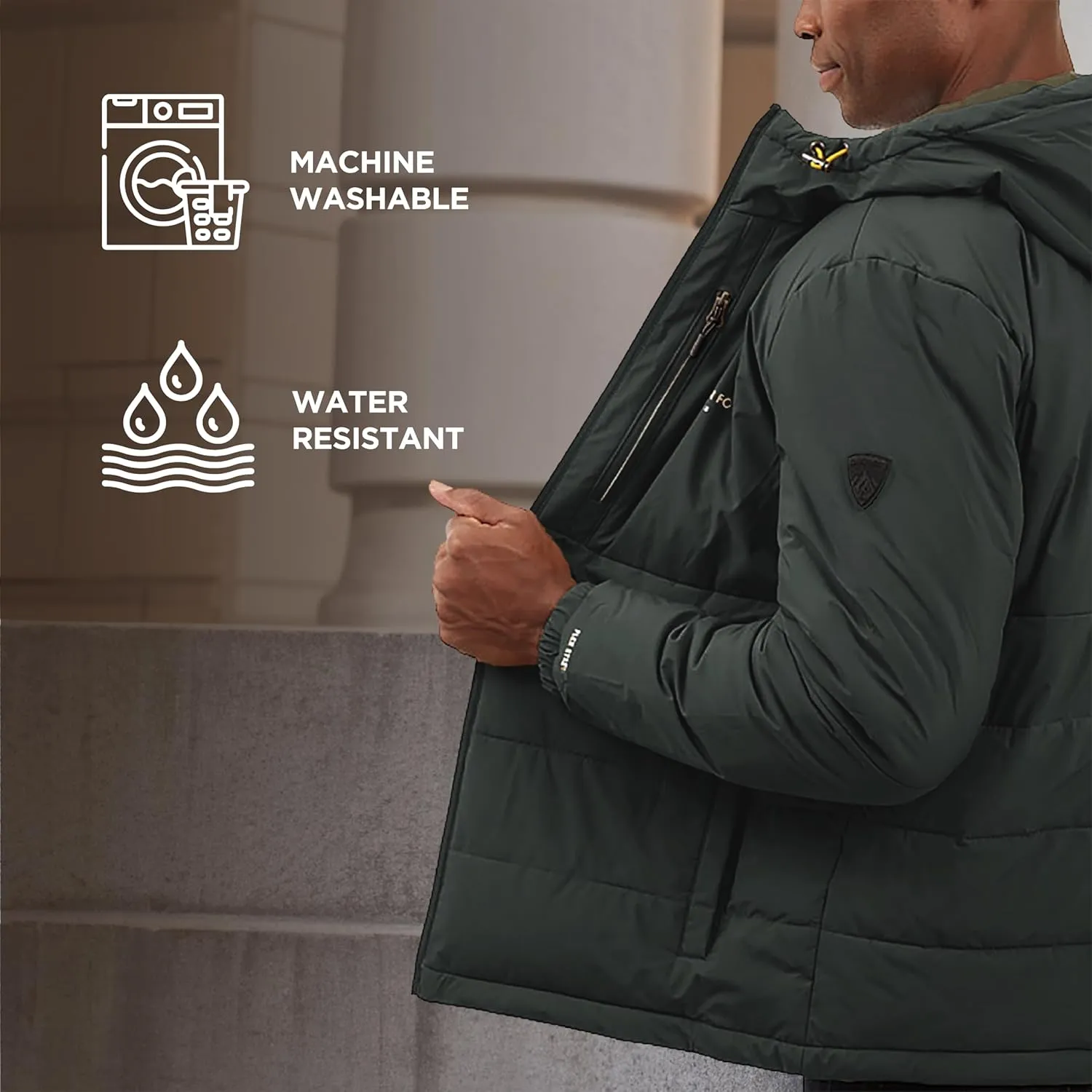 LONDON FOG Men's Stretch Hooded Puffer