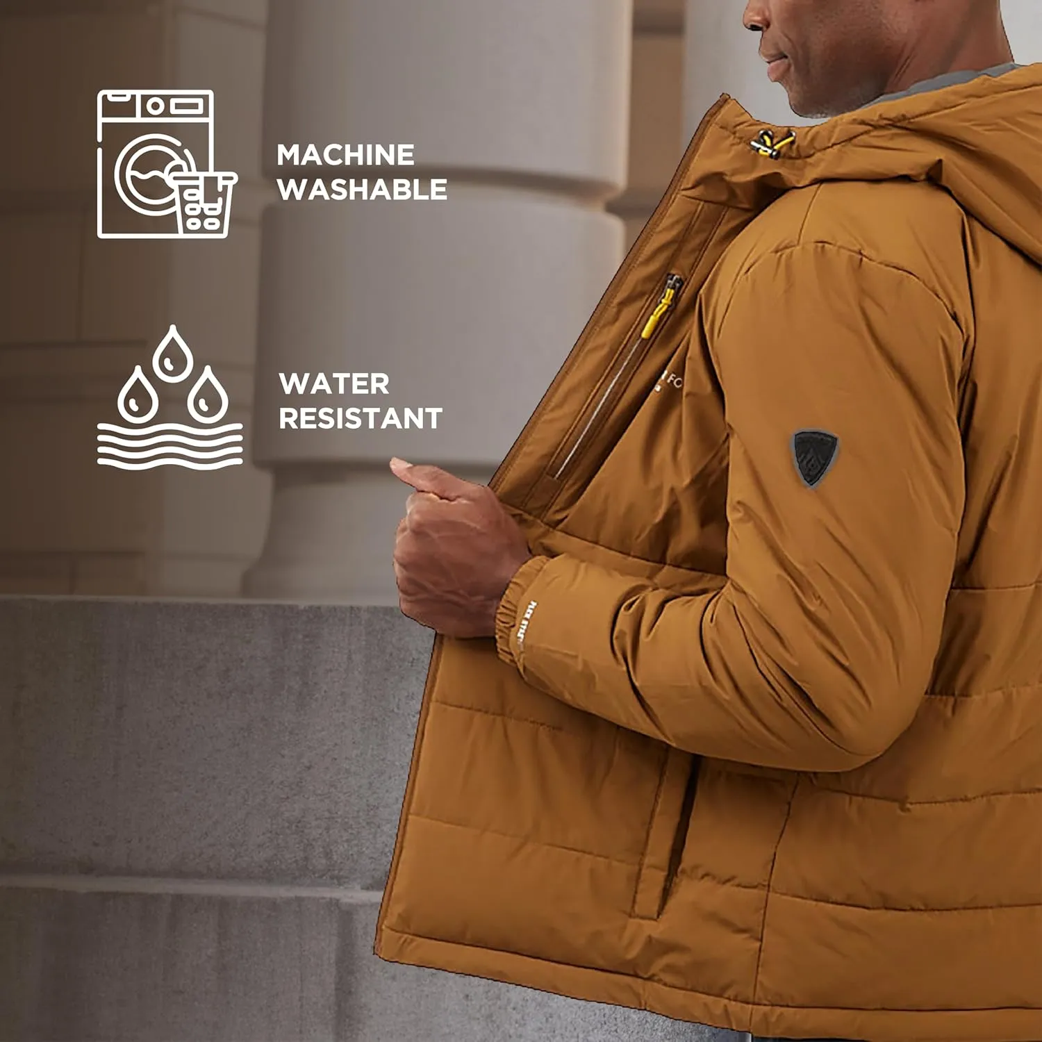 LONDON FOG Men's Stretch Hooded Puffer