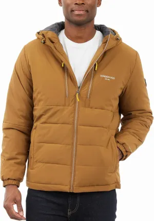 LONDON FOG Men's Stretch Hooded Puffer