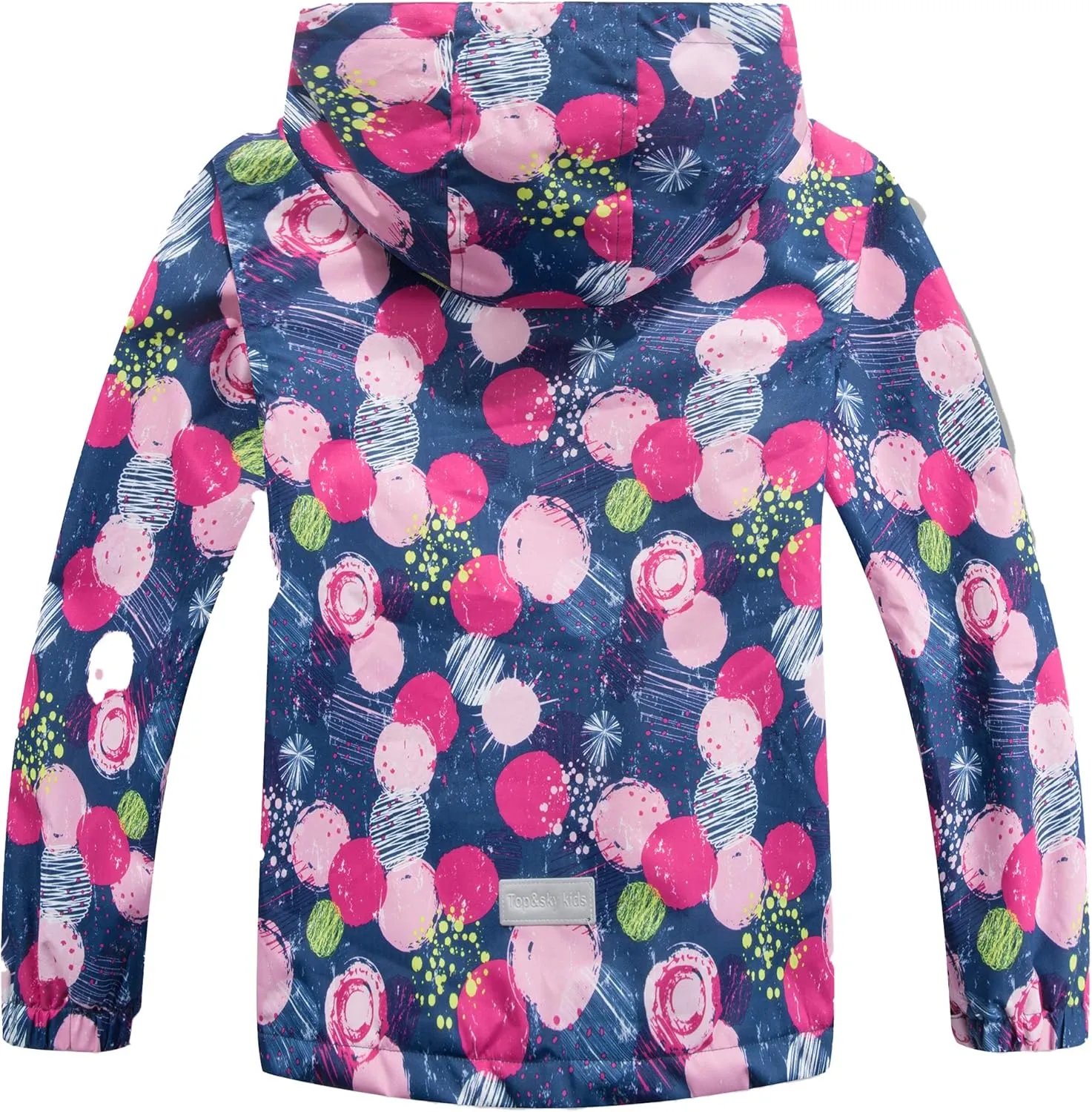 M2C Girls Outdoor Floral Fleece Lined Light Windproof Jacket with Hood