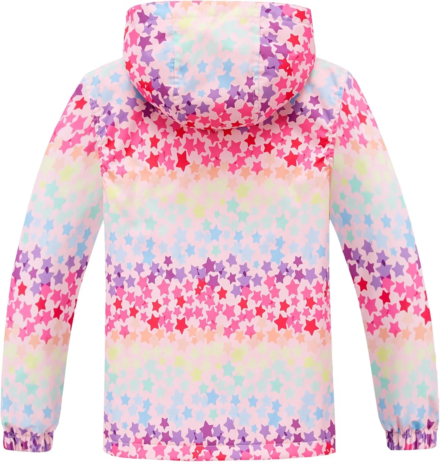 M2C Girls Outdoor Floral Fleece Lined Light Windproof Jacket with Hood