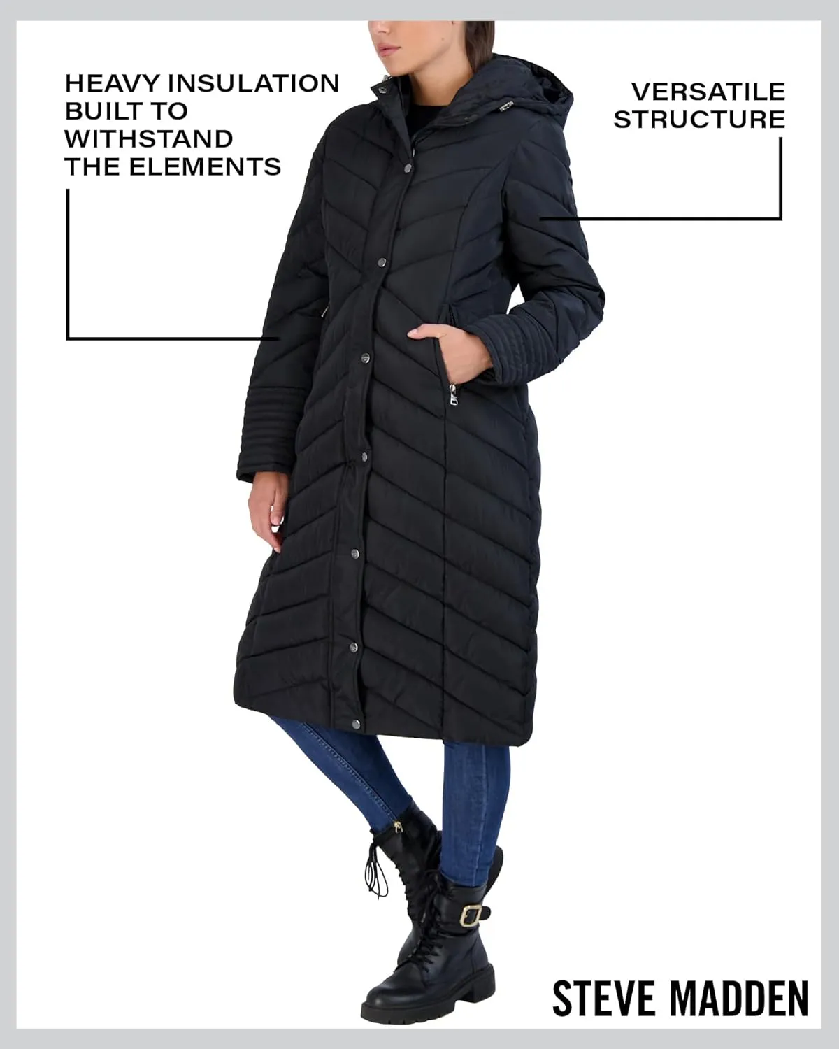 Madden Girl Women's Maxi Puffer Jacket - Long Quilted Puffer Coat (Sizes: S-3X)