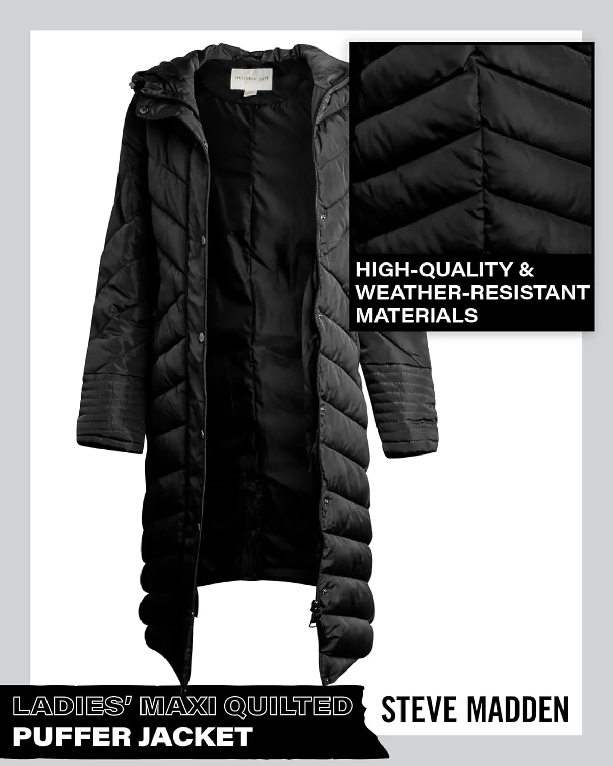 Madden Girl Women's Maxi Puffer Jacket - Long Quilted Puffer Coat (Sizes: S-3X)