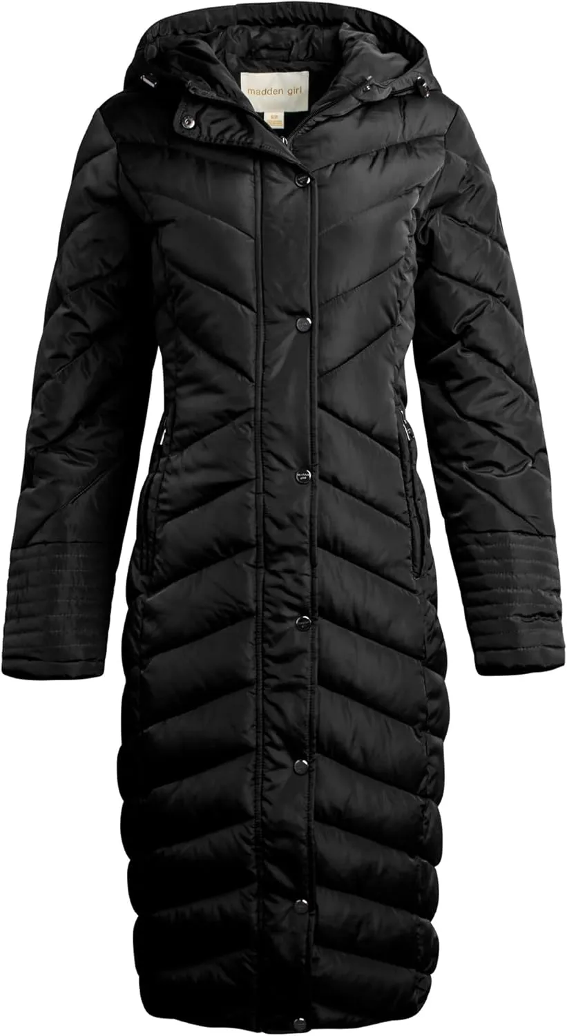 Madden Girl Women's Maxi Puffer Jacket - Long Quilted Puffer Coat (Sizes: S-3X)
