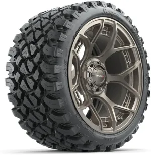 MadJax Evolution Matte Bronze 15" Lifted Golf Cart Wheels Mounted on 23" GTW Nomad Steel Belted Radial All-Terrain Tires (23x10-15) | Set of 4