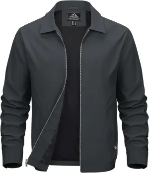MAGCOMSEN Men's Lightweight Jackets Full Zip Up Light Coat Laydown Collar Jacket Casual Windbreaker Jacket with Zip Pockets