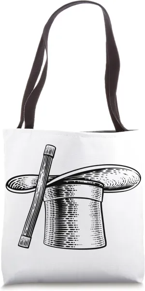 Magic Wand And Magician Top Hat Woodcut Drawing Tote Bag