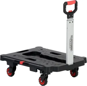 Magna Cart Foldable Hand Truck Platform Multifunctional Push Cart with Extendable Handle, 300 lb Capacity, and 360-Degree Swivel Wheels, Black/Red