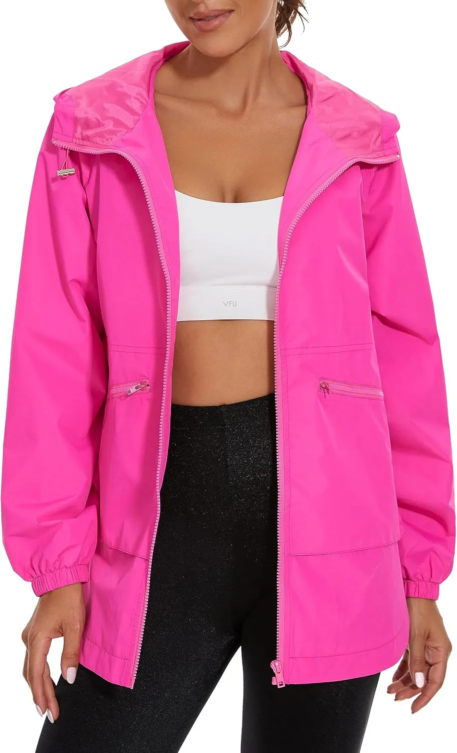 MAKARTHY Rain Jacket Women Waterproof Lightweight Jacket With Hood Packable Raincoat with Pockets S-XXXL