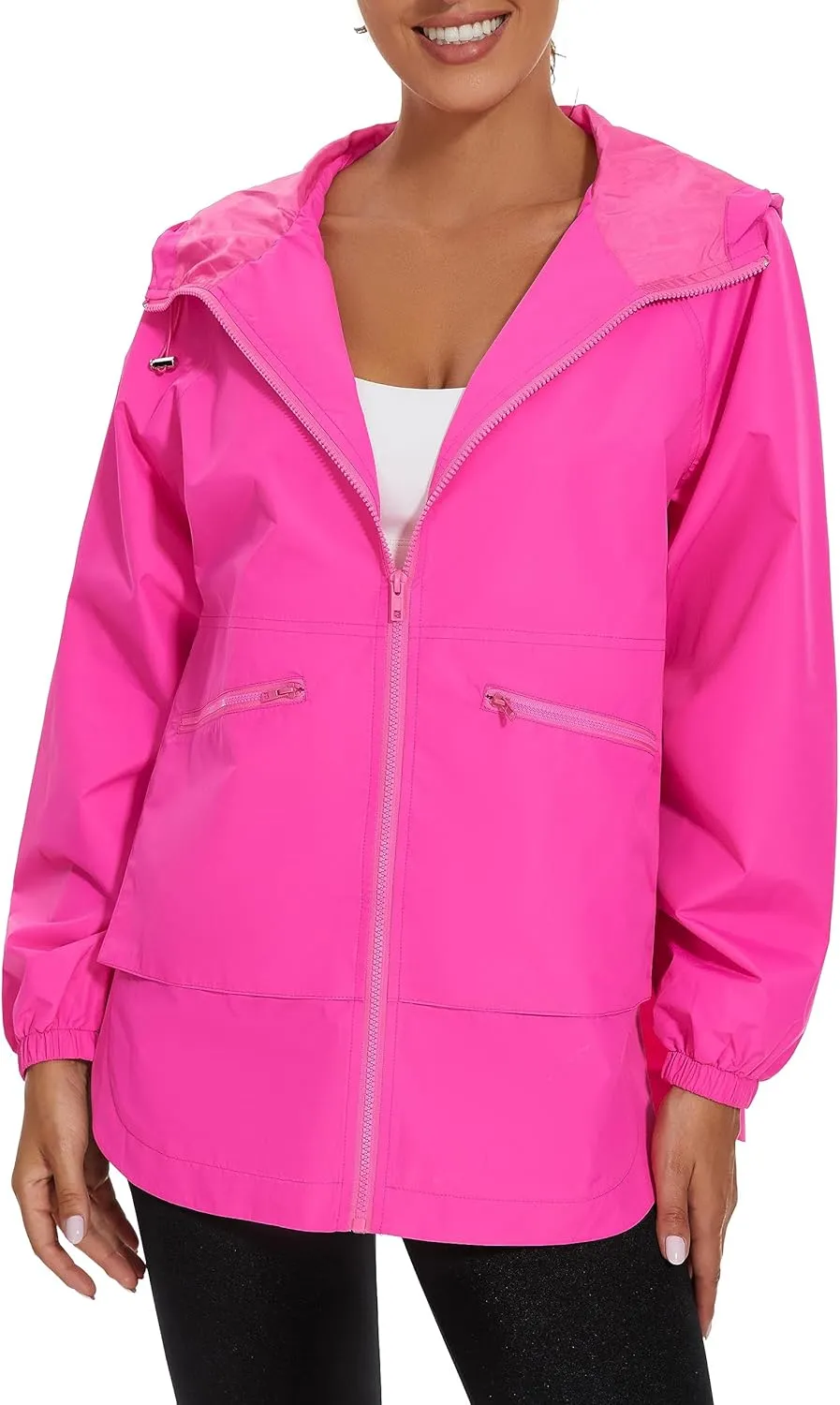 MAKARTHY Rain Jacket Women Waterproof Lightweight Jacket With Hood Packable Raincoat with Pockets S-XXXL
