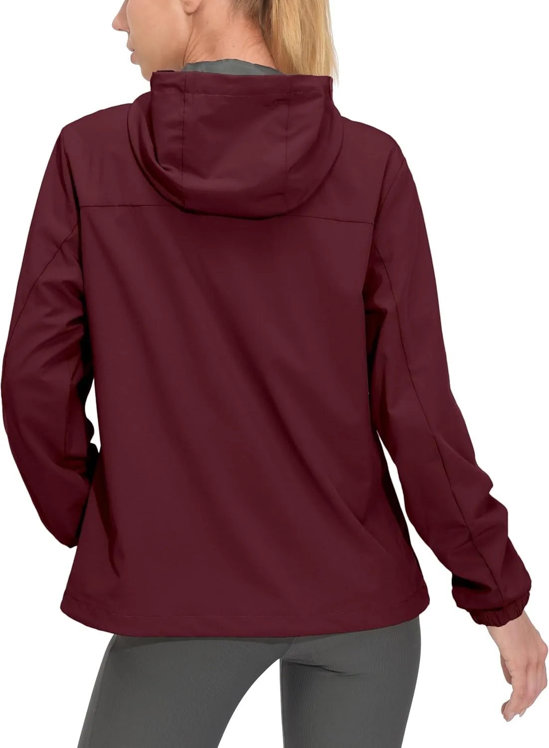 Mapamyumco Women's Lightweight Jacket Running Windbreaker with Hood Windproof Stretch UPF50 