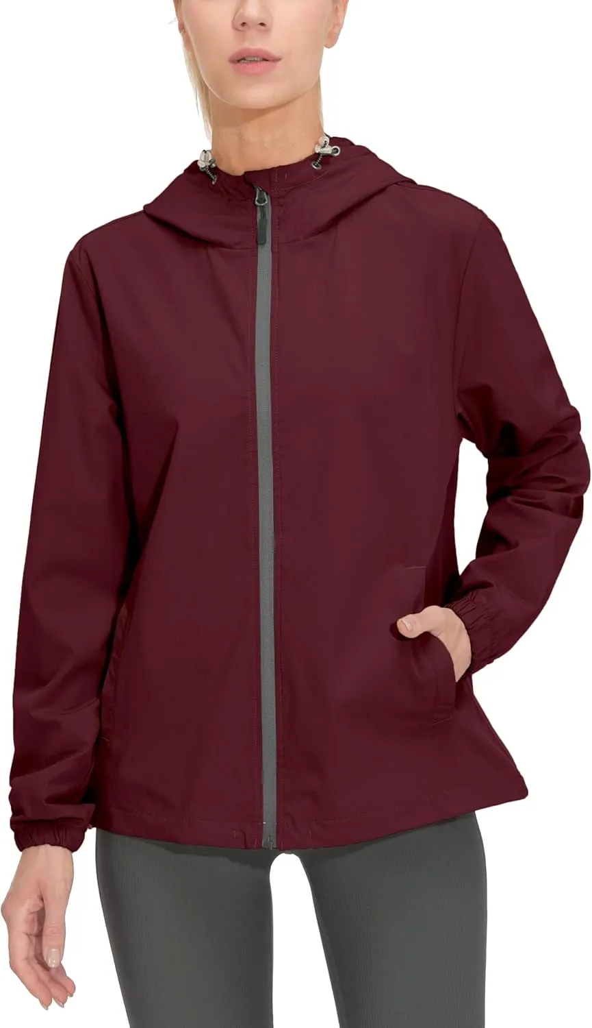 Mapamyumco Women's Lightweight Jacket Running Windbreaker with Hood Windproof Stretch UPF50 