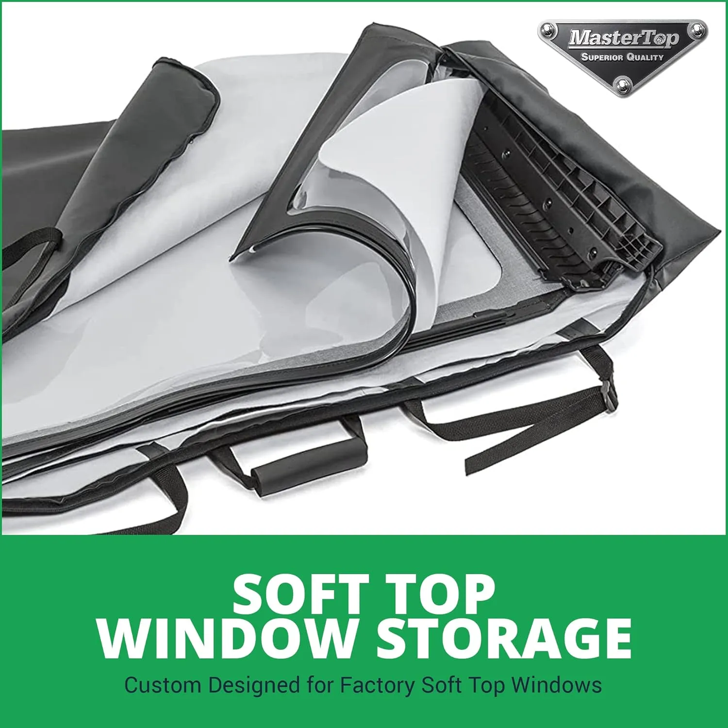 MasterTop Soft Top Window Storage Bag Roll - Fits Jeep Wrangler JL 2018-2023 Jeep Wrangler Window Storage Bag - Jeep Soft Top Window Storage Bag Jeep Window Storage Bag (Black MasterTwill)