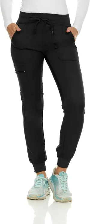 MediChic Medical Nursing Ribbed Scrub Joggers for Women - Stretch Jogger Scrub Knit Waist Bottoms with 6 Pockets, Easy Care