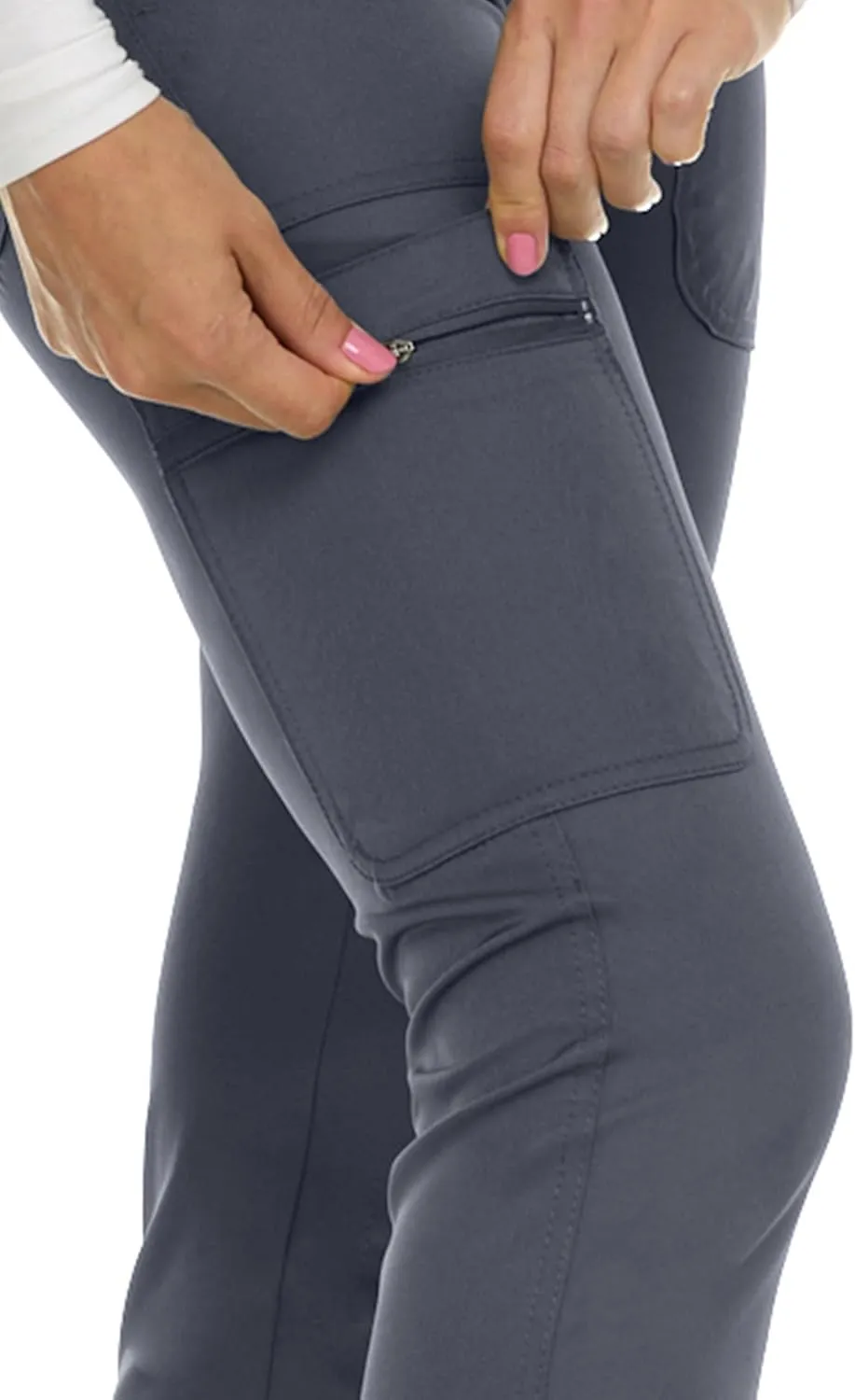 MediChic Medical Nursing Ribbed Scrub Joggers for Women - Stretch Jogger Scrub Knit Waist Bottoms with 6 Pockets, Easy Care