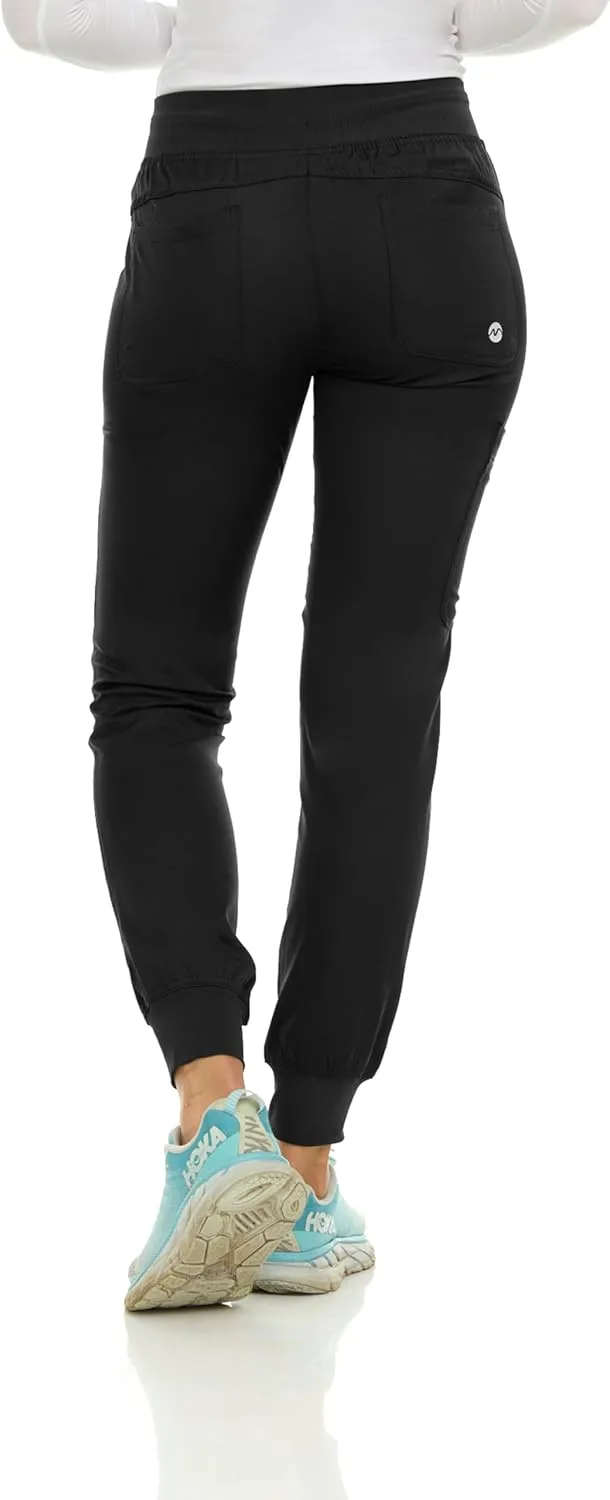 MediChic Medical Nursing Ribbed Scrub Joggers for Women - Stretch Jogger Scrub Knit Waist Bottoms with 6 Pockets, Easy Care