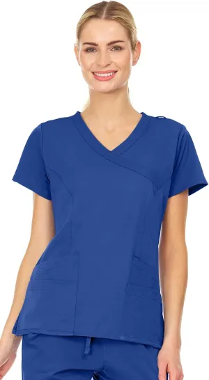 MediChic Women Scrubs Mock Neck Four Pocket Scrub Top With 4-Way Stretch, Available in Over 20 Colors