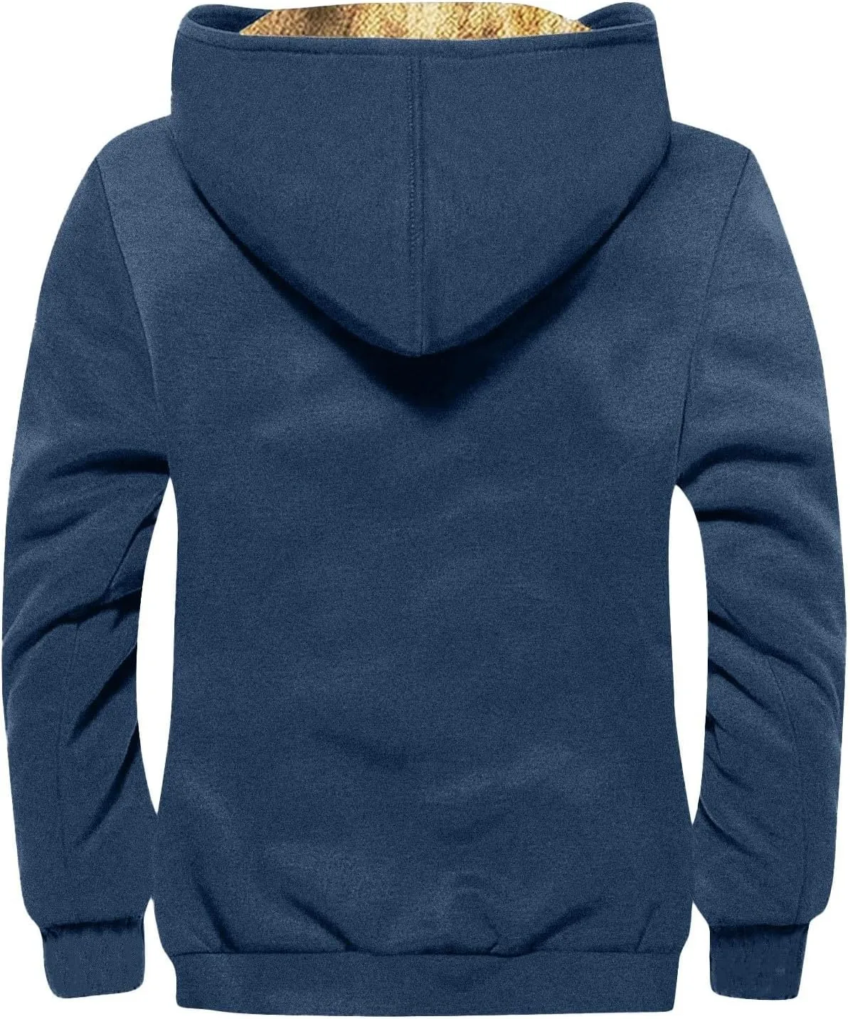 Men Zipper Hoodie Coat Thick Warm Winter Heavyweight Fleece Lined Jackets Sherpa Hooded Sweatshirt M-7XL