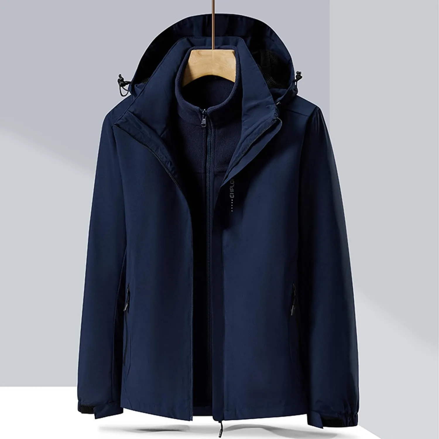 Mens 2024 Winter Trench Coats Stylish Full Zip Up Windbreaker Jackets Plus Size Windproof Outdoor Hiking Travel Overcoats