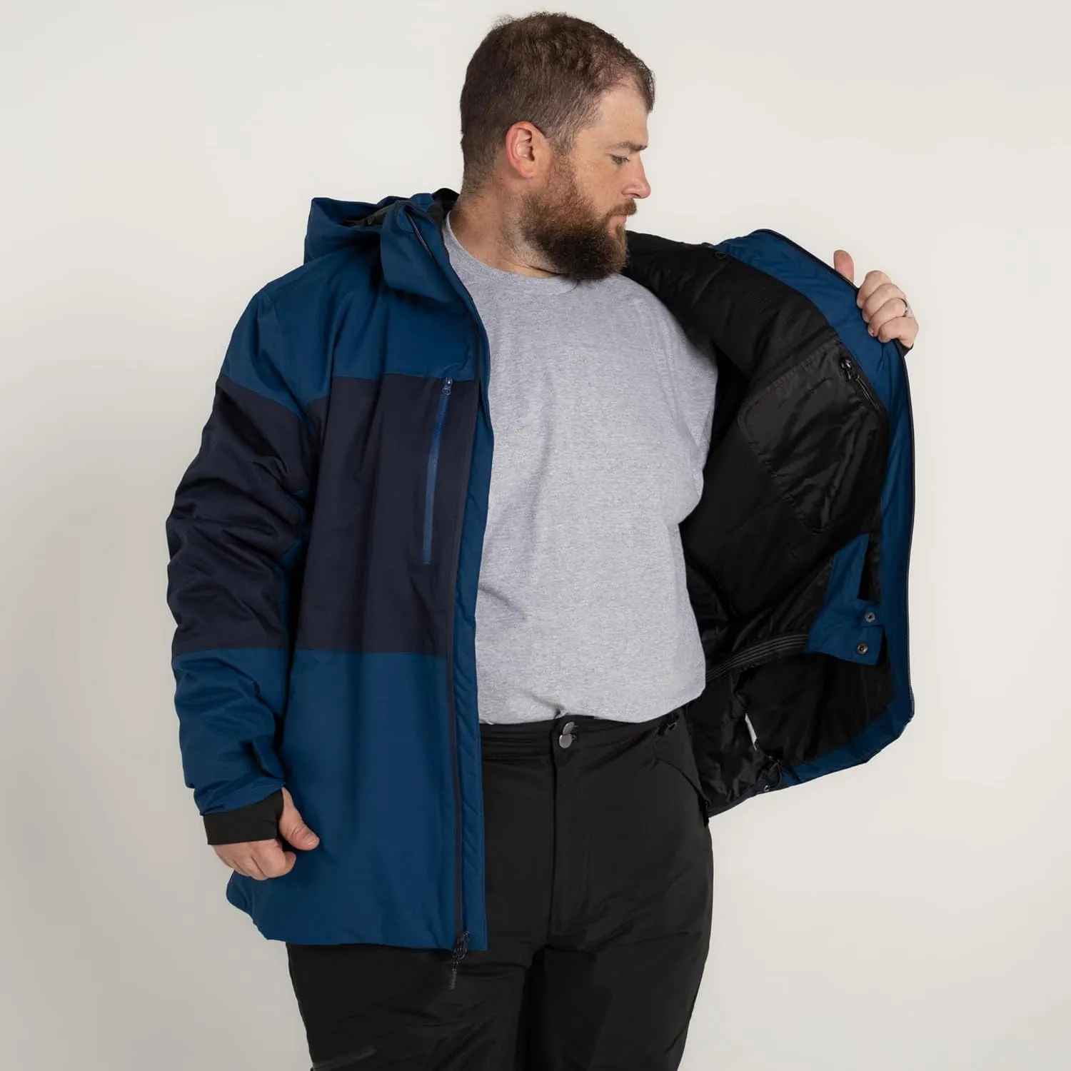 Mens Big 2XL-7XL Insulated Peak Ski Jacket Snow Coat