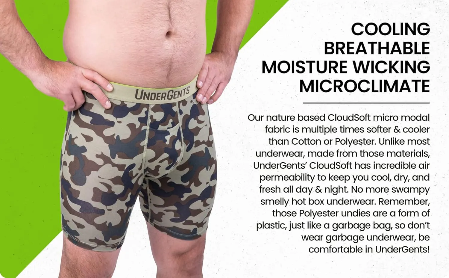 Men's Boxer Brief Underwear. 4.5" Leg & Flyless Pouch for CloudSoft Cooling Comfort Not Compression
