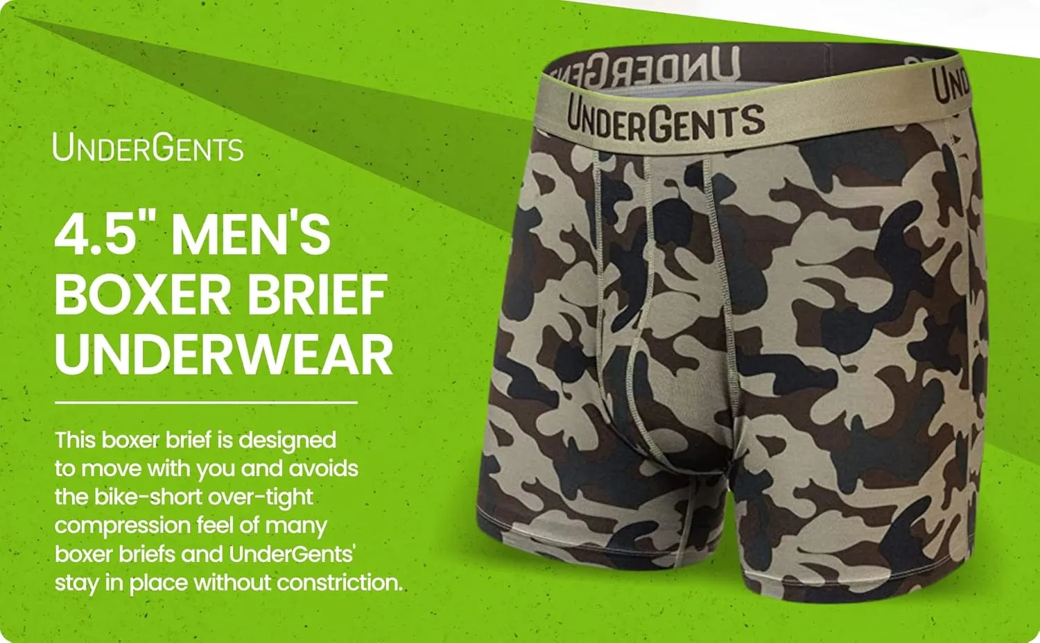 Men's Boxer Brief Underwear. 4.5" Leg & Flyless Pouch for CloudSoft Cooling Comfort Not Compression