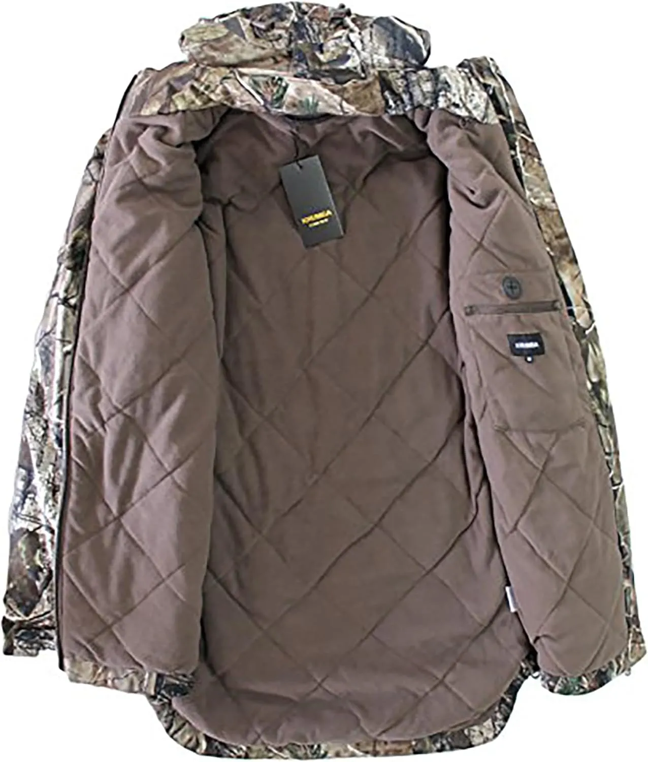 Mens Camo Hunting Jacket: Winter Insulated Warmer Waterproof Outdoor Coat