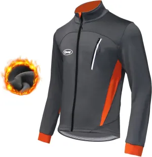Men's Cycling Bike Jacket Winter Windproof Thermal Softshell Jacket Warm Fleece Reflective Running Jacket