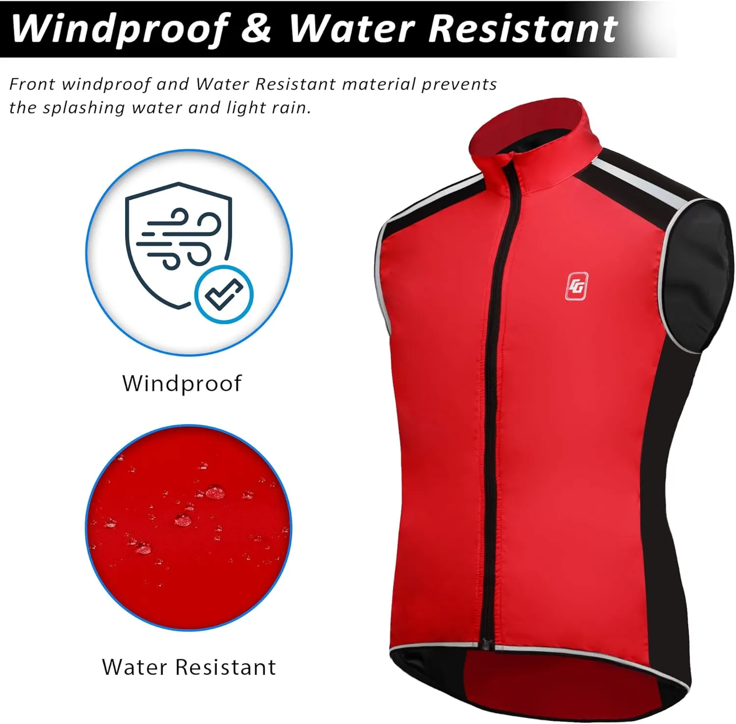 Men's Cycling Bike Vest High Reflective Running Vest Windproof Lightweight Sleeveless Outdoor Sports Jacket